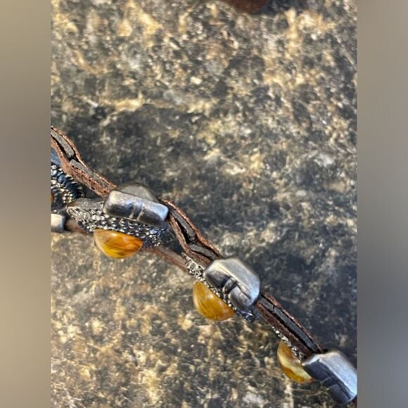 Chico's Vintage Brown Boho Cabochon Studded Belt Size SM - Picture 9 of 10